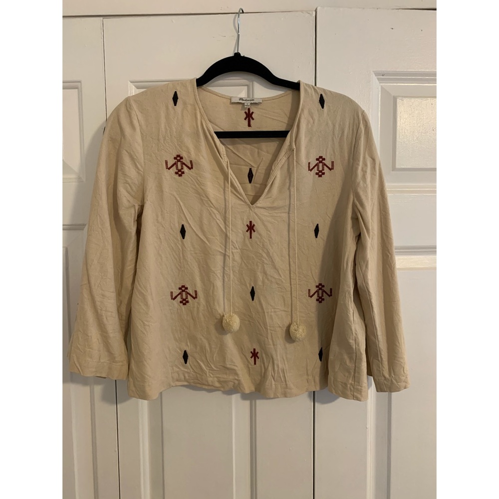 Embroidered silk top